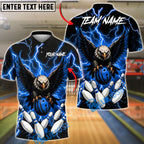 BlueJose  Bowling Fierce Bald Eagle Lightning Storm Talons Gripping Ball Customized Name, Team Name 3D Shirt (4 Colors)
