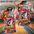 BlueJose Bowling And Pins Shark Cool Ocean Graffiti Design Customized Name, Team Name 3D Shirt (4 Colors)
