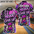 BlueJose Bowling And Pins Punk Teddy Bear Never Give Up Graffiti Customized Name, Team Name 3D Shirt (4 Colors)