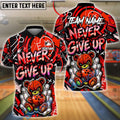 BlueJose Bowling And Pins Punk Teddy Bear Never Give Up Graffiti Customized Name, Team Name 3D Shirt (4 Colors)