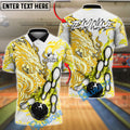 BlueJose Bowling And Pins Fire Dragon Bold Flame Artwork Customized Name, Team Name 3D Shirt (6 Colors)
