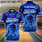 BlueJose Bowling And Pins Fiery Cartoon Ball Customized Name, Team Name 3D Shirt (4 Colors)