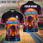 BlueJose Bowling And Pins Funny Flaming Neon Retro Sunset Graphic Customized Name, Team Name 3D Shirt (4 Colors)