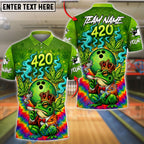 BlueJose Bowling And Pins 420 Cannabis Frog King Tie Dye Smoke Customized Name, Team Name 3D Shirt