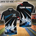 BlueJose Bowling And Pins Spike Customized Name, Team Name 3D Shirt (4 Colors)