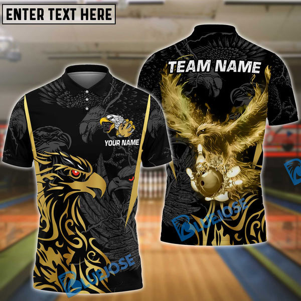 BlueJose Bowling And Pins Flame Eagle Customized Name, Team Name 3D Shirt (4 Colors)