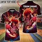 BlueJose Bowling Monster Lightning Strike Customized Name, Team Name 3D Shirt (4 Colors)