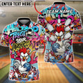 BlueJose Bowling & Pins Trust Your Madness Angry Rooster Graffiti Customized Name, Team Name 3D Shirt (4 Colors)