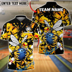 BlueJose Bowling & Pins Angry Bee Graffiti Splash Art Customized Name, Team Name 3D Shirt (6 Colors)