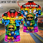 BlueJose Bowling & Pins Bear Street Style Hoodie Urban Graffiti Customized Name, Team Name 3D Shirt (4 Colors)