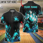 BlueJose Bowling & Pins Fire Graphic Flame Design Customized Name, Team Name 3D Shirt (4 Colors)