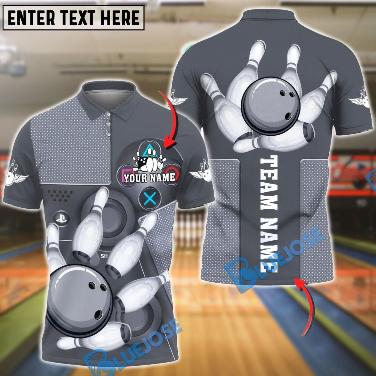 BlueJose Bowling Modern Strike Minimal Style Personalized Name, Team Name 3D Shirt