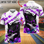 BlueJose Bowling & Pins Dark Wolf Fury Graphic Customized Name, Team Name 3D Shirt (4 Colors)