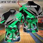 BlueJose Bowling & Pins Heart Character Cool Sunglasses Graphic Customized Name, Team Name 3D Shirt (4 Colors)