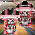 BlueJose Bowling & Pins Bunny Gangster Style Cartoon Graphic Customized Name, Team Name 3D Shirt (4 Colors)