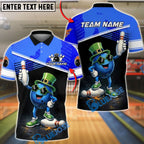 BlueJose Bowling & Pins Cartoon Irish Ball Lucky Character Customized Name, Team Name 3D Shirt (4 Colors)