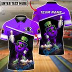 BlueJose Bowling & Pins Cartoon Irish Ball Lucky Character Customized Name, Team Name 3D Shirt (4 Colors)