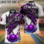 BlueJose Bowling & Pins Fire Dragon Chained Customized Name, Team Name 3D Shirt (4 Colors)