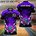 BlueJose Bowling & Pins Fire Ball American Style Strike Customized Name, Team Name 3D Shirt (4 Colors)
