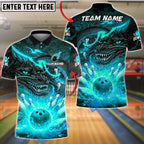 BlueJose Bowling & Pins Dark Dragon Lava Strike Customized Name, Team Name 3D Shirt (4 Colors)