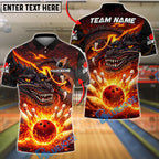BlueJose Bowling & Pins Dark Dragon Lava Strike Customized Name, Team Name 3D Shirt (4 Colors)