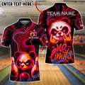 BlueJose Bowling And Pins Angry Neon Panda No Limits Customized Name, Team Name 3D Shirt (4 Colors)