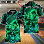 BlueJose Bowling And Pins Neon Monkey Shine Glow Customized Name, Team Name 3D Shirt (4 Colors)