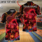 BlueJose Bowling And Pins Neon Monkey Shine Glow Customized Name, Team Name 3D Shirt (4 Colors)