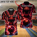BlueJose Bowling And Pins Electric Cosmic Fox Customized Name, Team Name 3D Shirt (4 Colors)