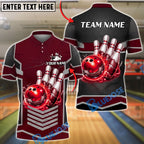 BlueJose Bowling & Pins Futuristic Bowling Ball Energy Pin Impact Design Customized Name, Team Name 3D Shirt (4 Colors)