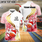 BlueJose Bowling And Pins Christmas Lights Fire Strike Customized Name, Team Name 3D Shirt (4 Colors)