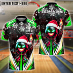 BlueJose Bowling And Pins Santa Fire Strike Customized Name, Team Name 3D Shirt (4 Colors)