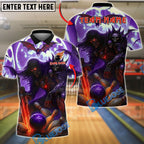 BlueJose Bowling And Pins Dark Knight Skull Moon Customized Name, Team Name 3D Shirt (4 Colors)