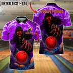 BlueJose Bowling And Pins Reaper Red Flame Eyes Customized Name, Team Name 3D Shirt (4 Colors)