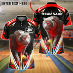 BlueJose Bowling And Pins White Tiger Blue Flame Customized Name, Team Name 3D Shirt (4 Colors)