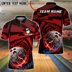 BlueJose Bowling Lava Explosion Cracked Orb Customized Name, Team Name 3D Shirt (4 Colors)