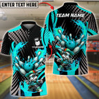 BlueJose Bowling & Pins Bunny Mascot Fire Strike Customized Name, Team Name 3D Shirt (4 Colors)
