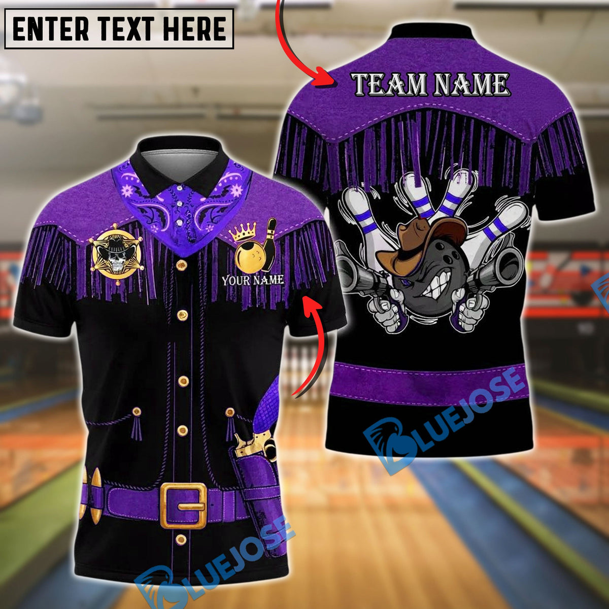 BlueJose Bowling And Pins Cowboy Western Style Customized Name, Team Name 3D Shirt (4 Colors)