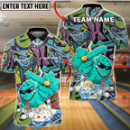 BlueJose Bowling Graffiti Street Art Character Customized Name, Team Name 3D Shirt (4 Colors)