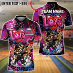 BlueJose Bowling & Pins Cupid Bear Winged Character Customized Name, Team Name 3D Shirt (4 Colors)