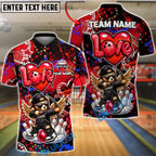 BlueJose Bowling & Pins Cupid Bear Winged Character Customized Name, Team Name 3D Shirt (4 Colors)