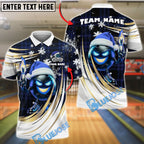 BlueJose Bowling And Pins Santa Flame White Gold Customized Name, Team Name 3D Shirt (4 Colors)