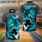 BlueJose Bowling And Pins Fiery Fire Tiger Customized Name, Team Name 3D Shirt (4 Colors)