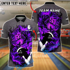BlueJose Bowling And Pins Fiery Fire Tiger Customized Name, Team Name 3D Shirt (4 Colors)