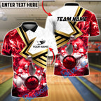 BlueJose Bowling And Pins Fiery Strike Customized Name, Team Name 3D Shirt (4 Colors)