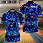 BlueJose Bowling & Pins Cyber Neon Bowling Graffiti Style Customized Name, Team Name 3D Shirt (4 Colors)