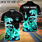 BlueJose Bowling & Pins Black Gold Panther Crown Customized Name, Team Name 3D Shirt (6 Colors)
