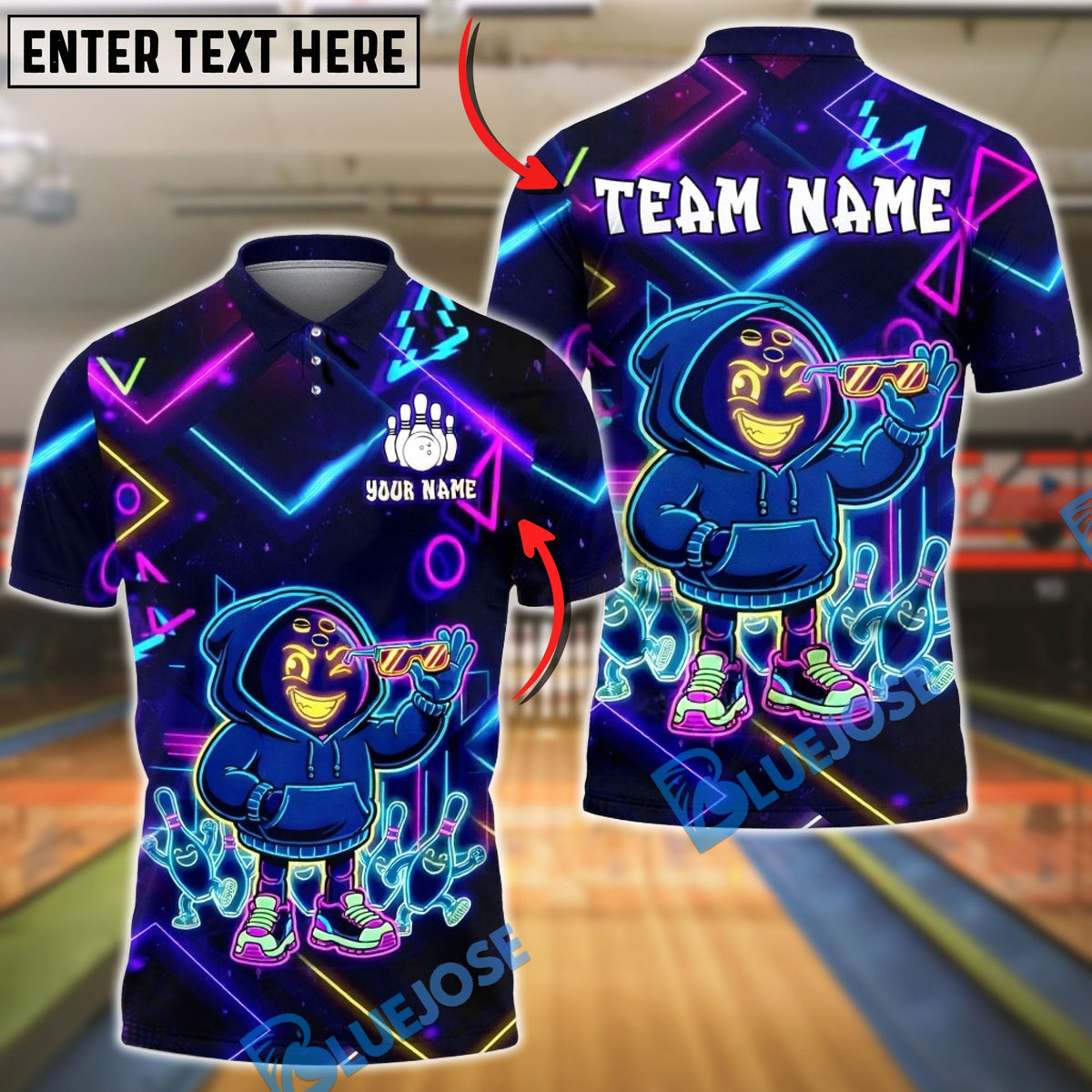 BlueJose Bowling & Pins Hoodie Cartoon Bowling Street Style Customized Name, Team Name 3D Shirt (4 Colors)
