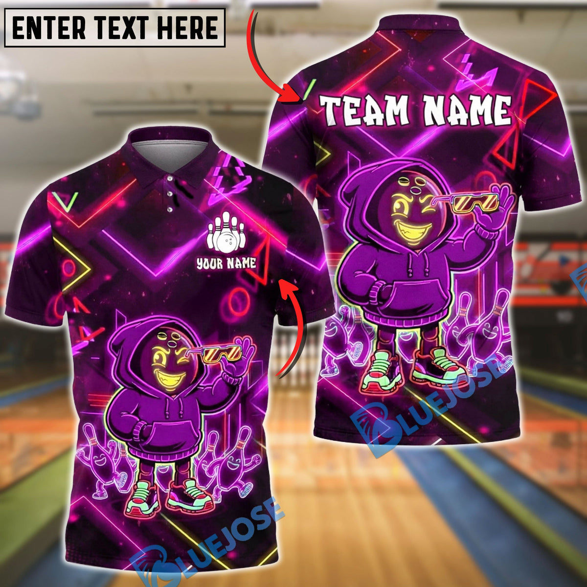 BlueJose Bowling & Pins Hoodie Cartoon Bowling Street Style Customized Name, Team Name 3D Shirt (4 Colors)
