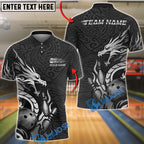 BlueJose Bowling & Pins Dragon Strike Golden Tribal Customized Name, Team Name 3D Shirt (6 Colors)